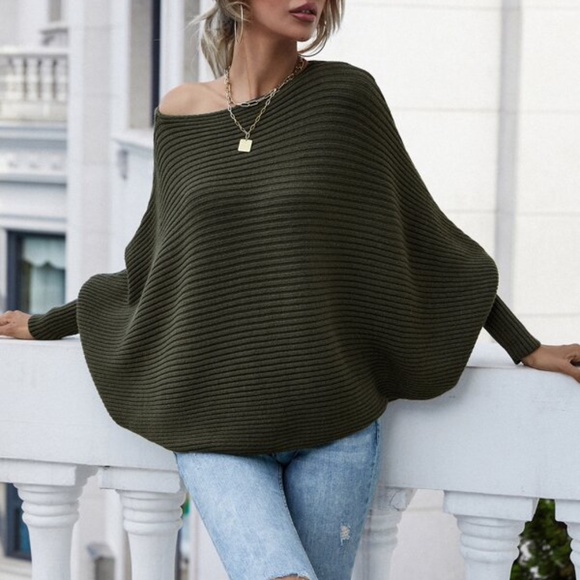 Cozy Batwing Oversized Sweater Ribbed Top - Picture 14 of 14